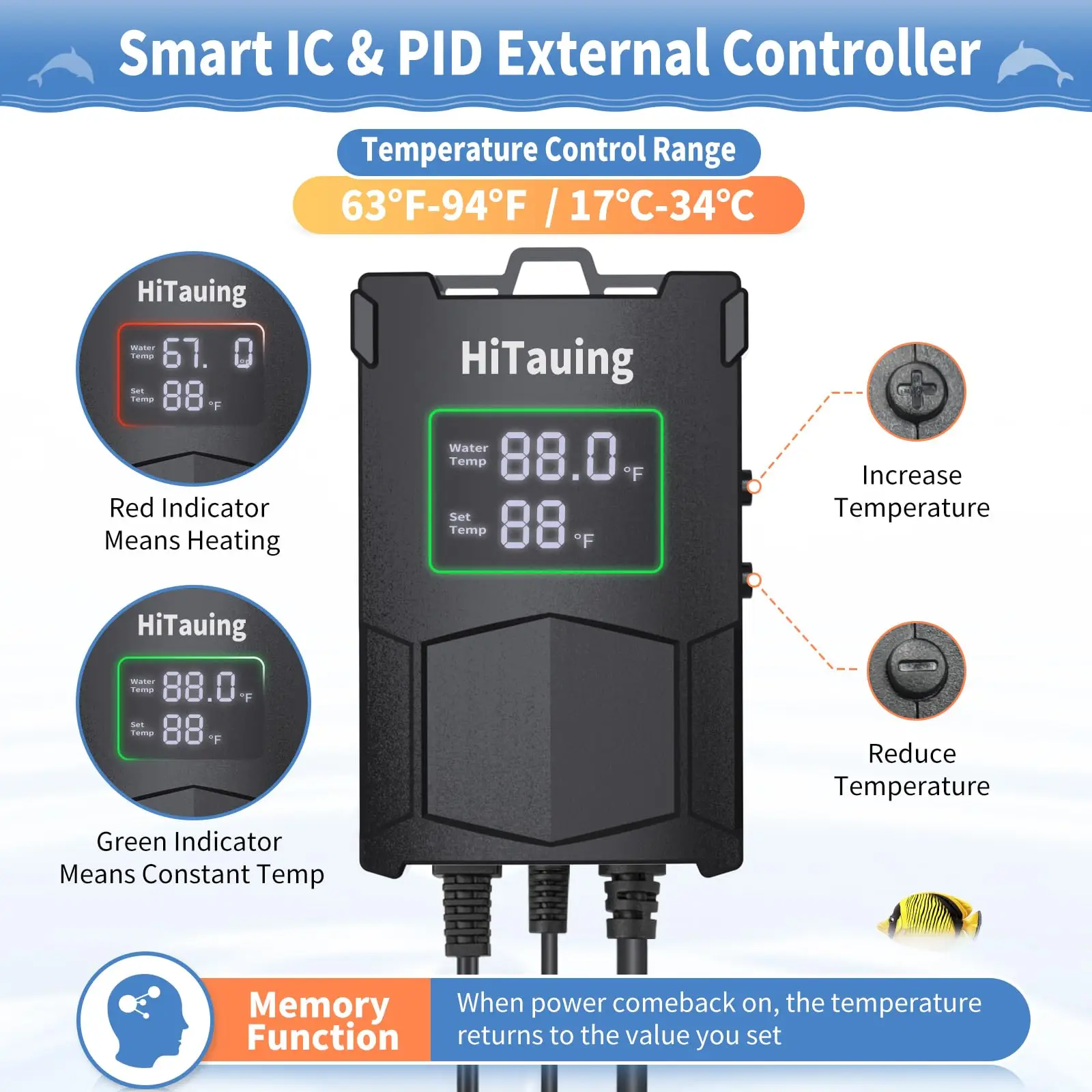 Upgraded 1000w Aquarium Heater With Removable Ipx8 Waterproof Aquarium