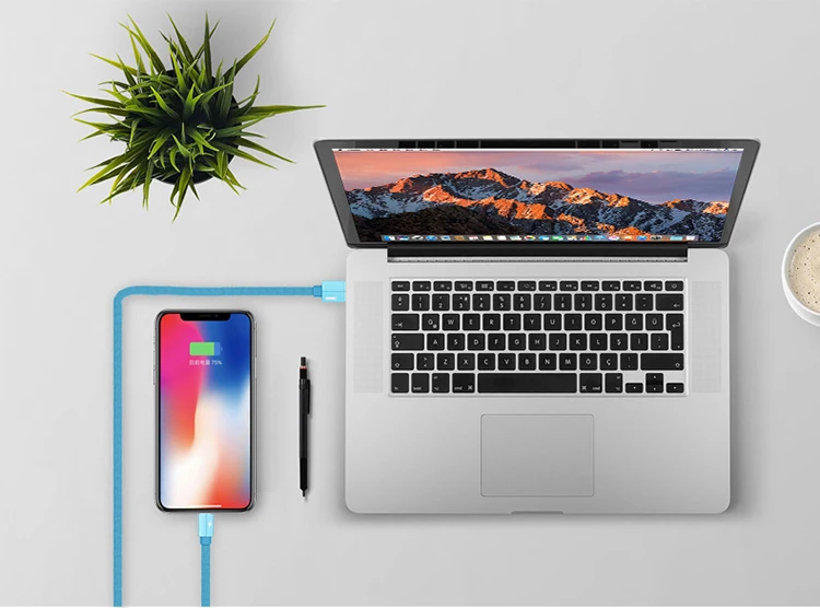 Kailiya 2.1A USB cable 1m black white blue black green flat jeans denim Type C USB data cable for Huawei xiaomi vivo OPPO - ANKUX.COM