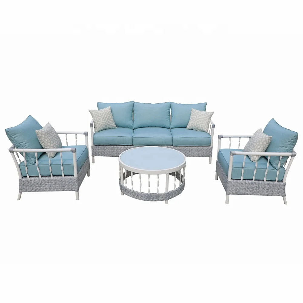 4 Piece Aluminium Frame Patio Conversation Set Rattan Sofa Deep Seating
