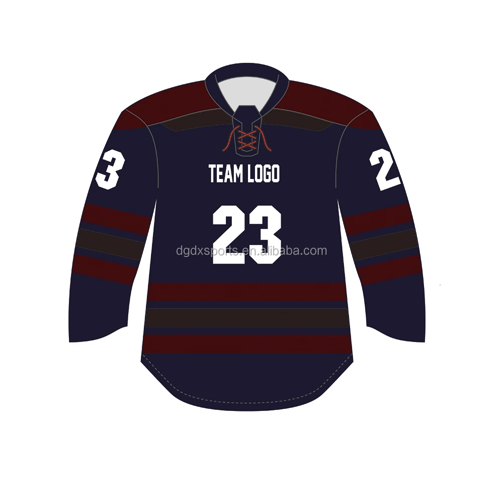 Custom Made Professional Laced Collar Sublimated Hockey Jersey Youth