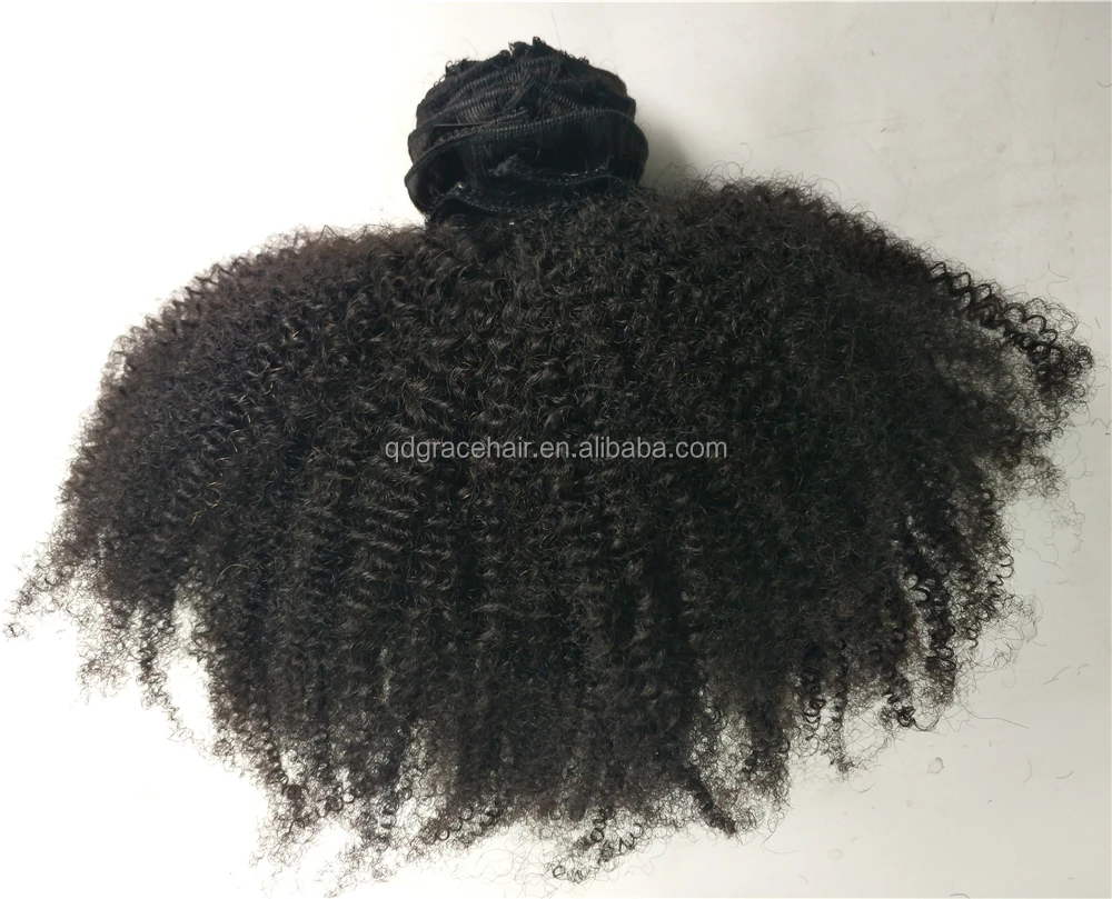 Clips-in Extension set Luxury grade curly human hair weave bundle virgin hair clip afro kinky curly wavy