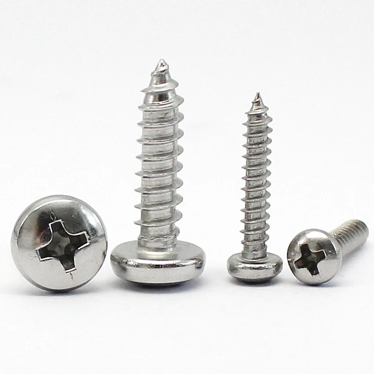 High quality 304 stainless steel DIN7981 Round Pan Head Philips Cross Recessed Self Tapping Screws for Wood