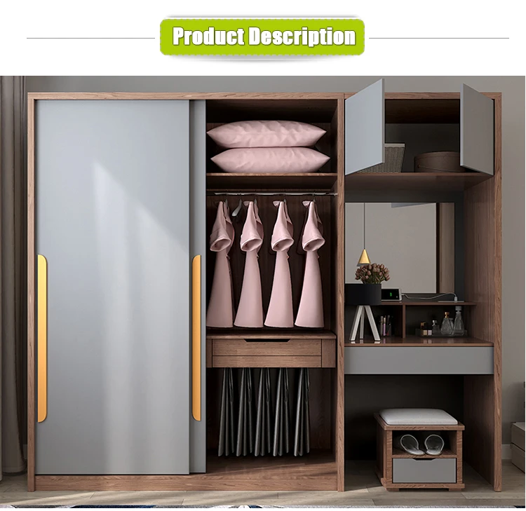 Custom made modern design wood grain lacquer lacquered swing door wood bedroom wardrobe