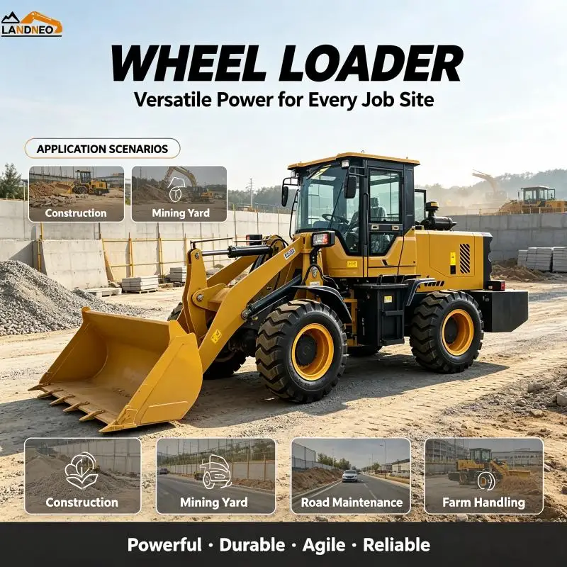 2 Ton Compact Wheel Loader Front End Loader With 0.8m&sup3; Bucket And 76KW Diesel Engine