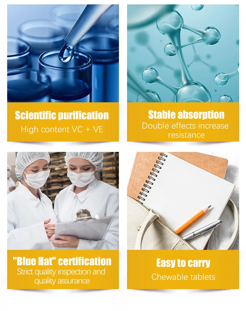 Vitamin C 1000mg Tablets & Vitamin E Chewable Orange Flavor Skin