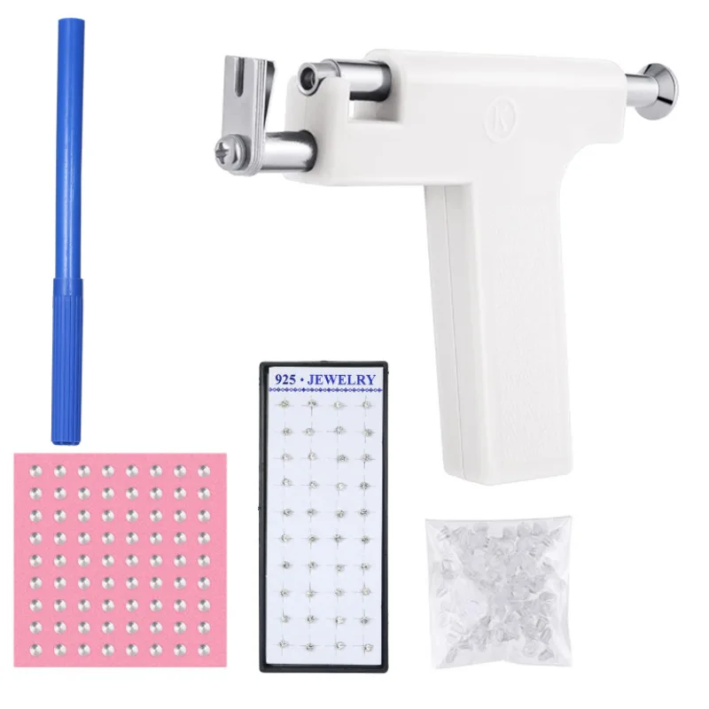 White box eargun suit diamond earrings white