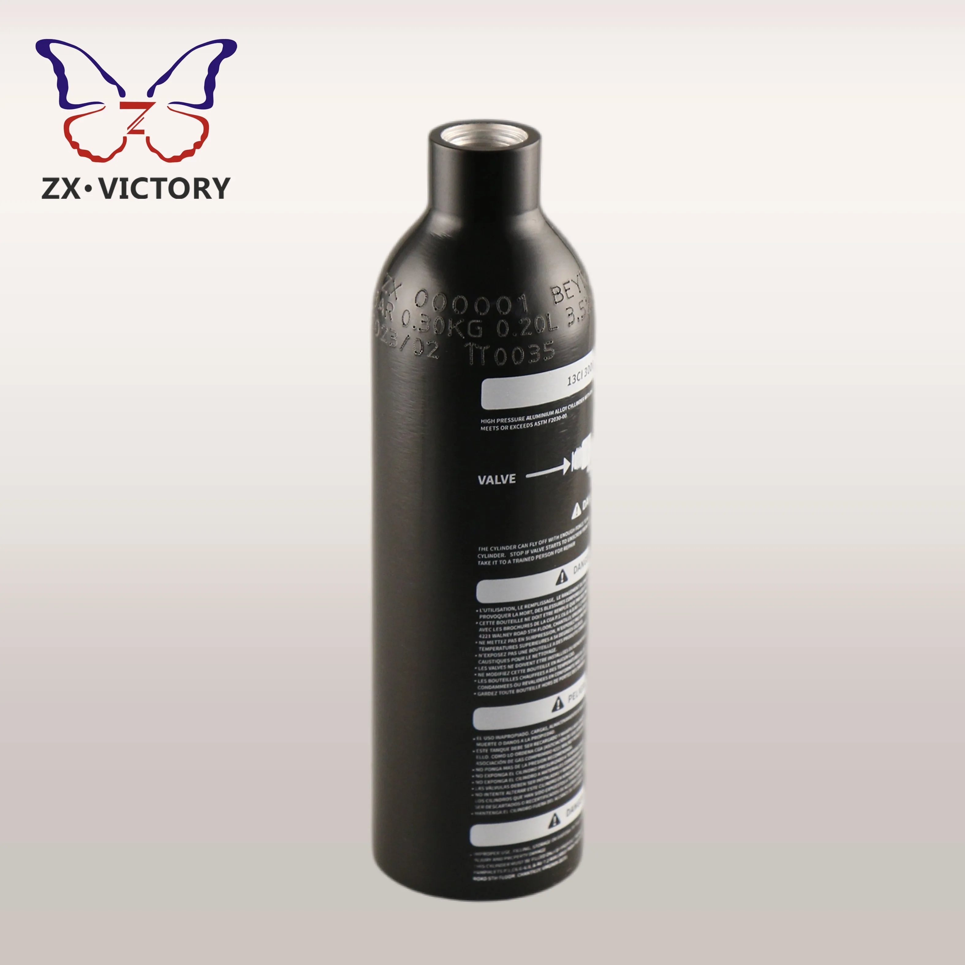 ZX Paintball HPA Tank 3000psi 0.2-2.5kg Aluminum CO2 Cylinder for