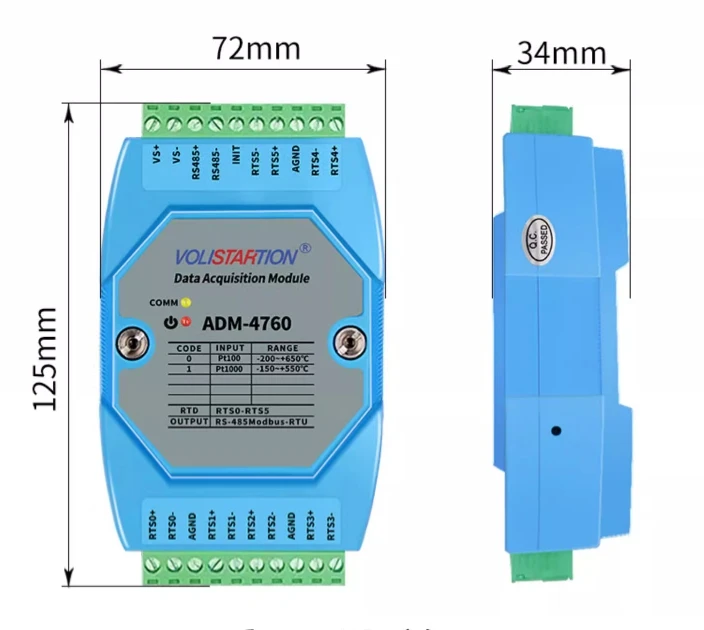 ADM-4760 6-Channel Pt100 Temperature Acquisition Module