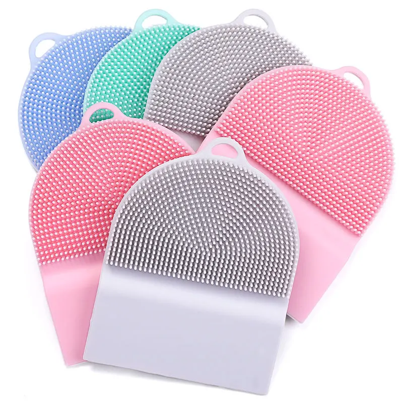 Multi Purpose Silicone Sponge Scraper Brush Kitchen Dishwashing Brush ...