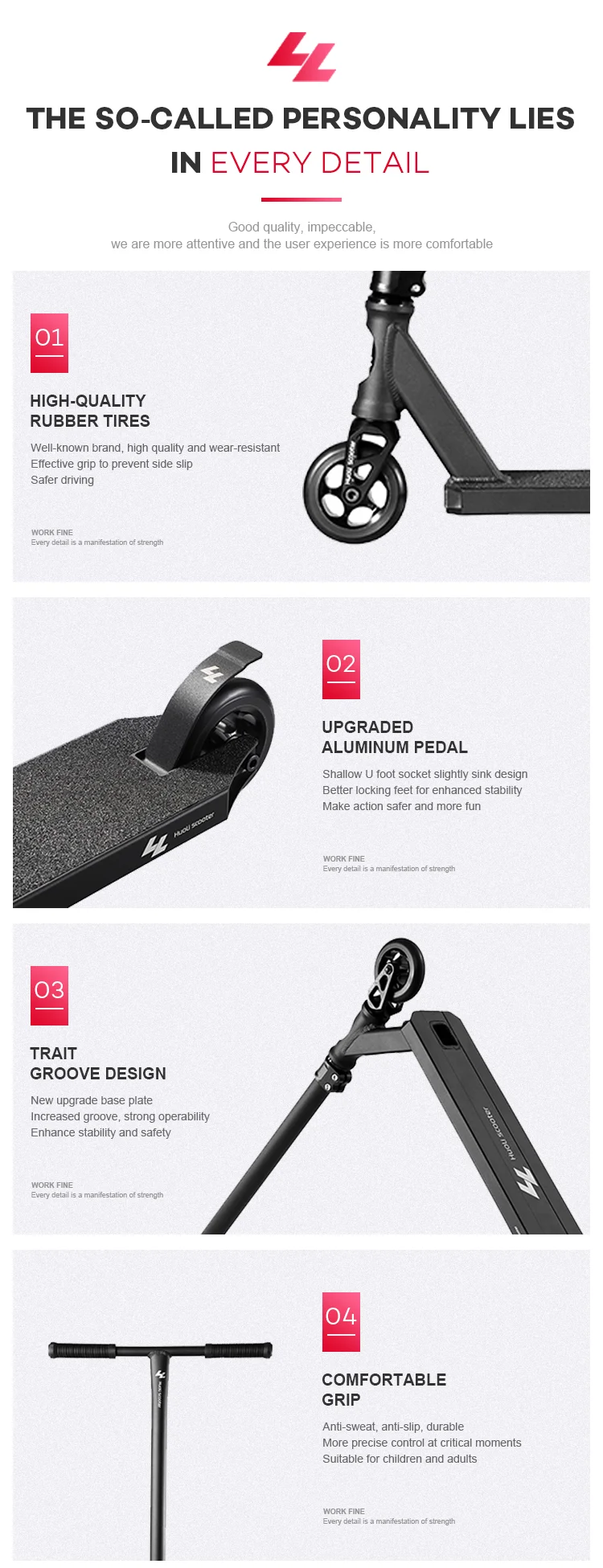 Huoli Scooter Professional Factory Scooters Deck Stunt Aluminum Decks