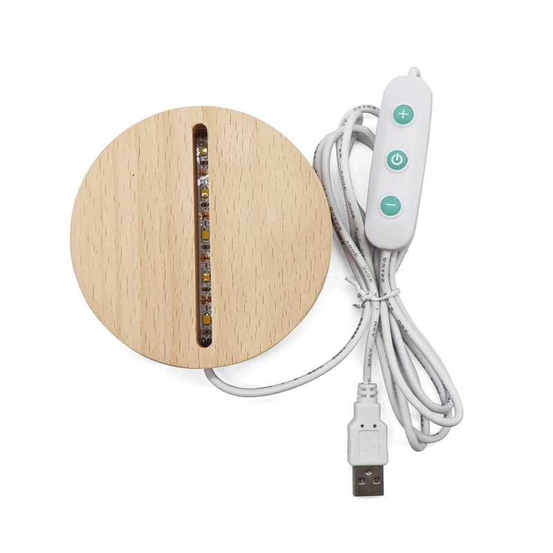 Wholesale Natural Wood 3d Led Light Base With Usb Rechargeable Battery ...