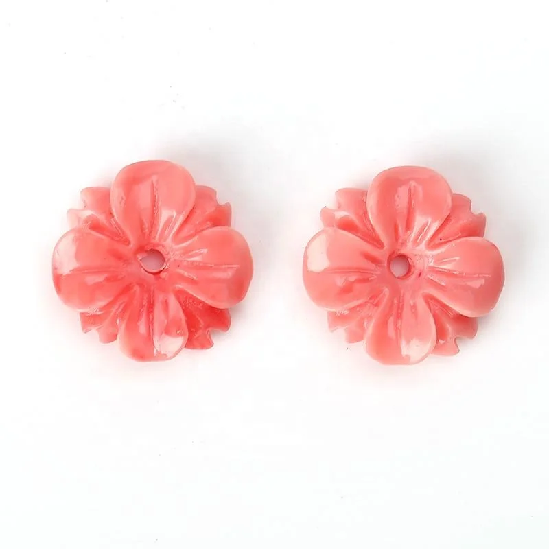 Pink Conch Shell Beads Carved Flower Beads, 14x14x4mm, 1.1g