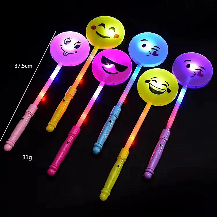 Smile Face Stick Light Up Flashing Emotional Wands Glowing Stick