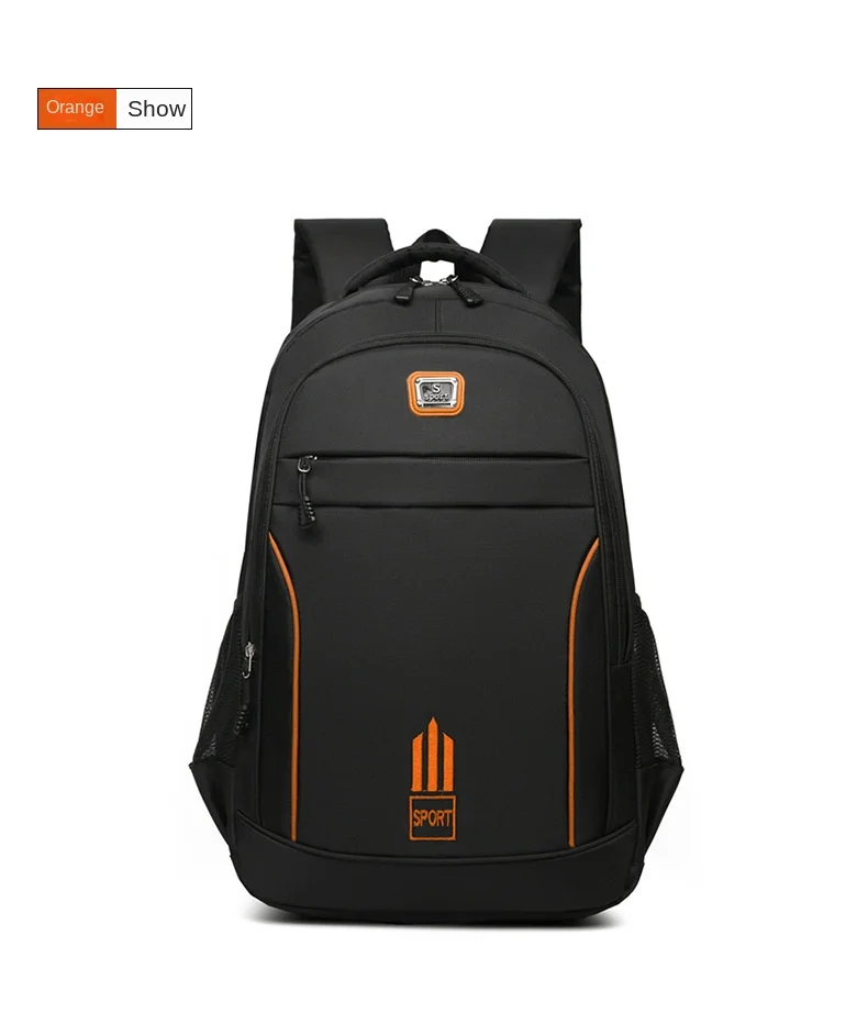 Men's Nylon Oxford Cloth Backpack Large Capacity Casual Travel Bag Polyester Lining Waterproof for Students Simple Everyday Use