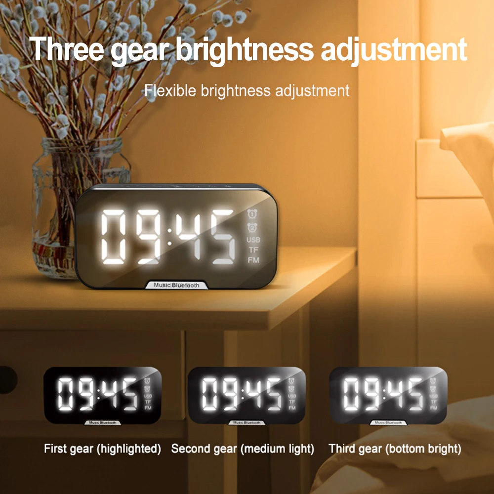 Portable Wireless Bluetooth Speaker Column Super Bass Stereo Subwoofer Handsfree Support TF AUX mirror Alarm Clock temperature - ANKUX.COM