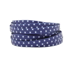 Weiou Company Heat Transfer Printing Logo Shoelace Free Design Blue White Star Printed Shoelaces