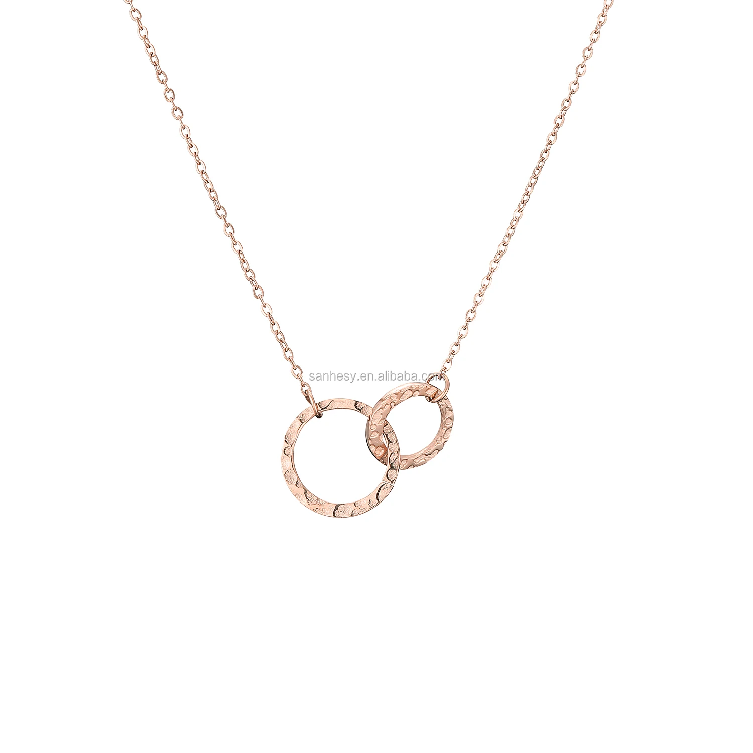 Stainless Steel Double Circle Ring Pendant Necklace - Buy Circle Ring ...