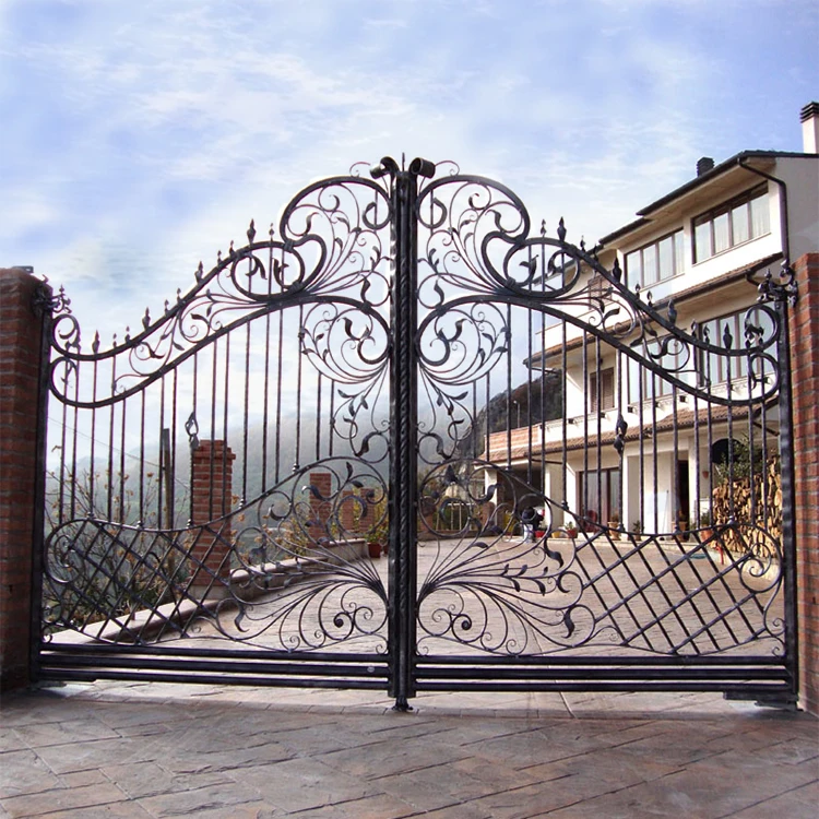 Hsmg7 New Style Courtyard Front Gate Designs Wrought Iron Fancy Main