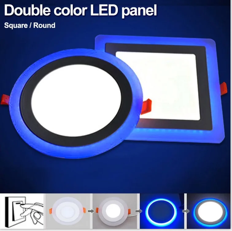 Round&Square available double color led panel 6W 9W 16W 24W-