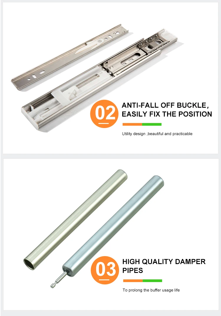 Furniture Hardware Stainless Steel 201 Ball Bearing Drawer Slide