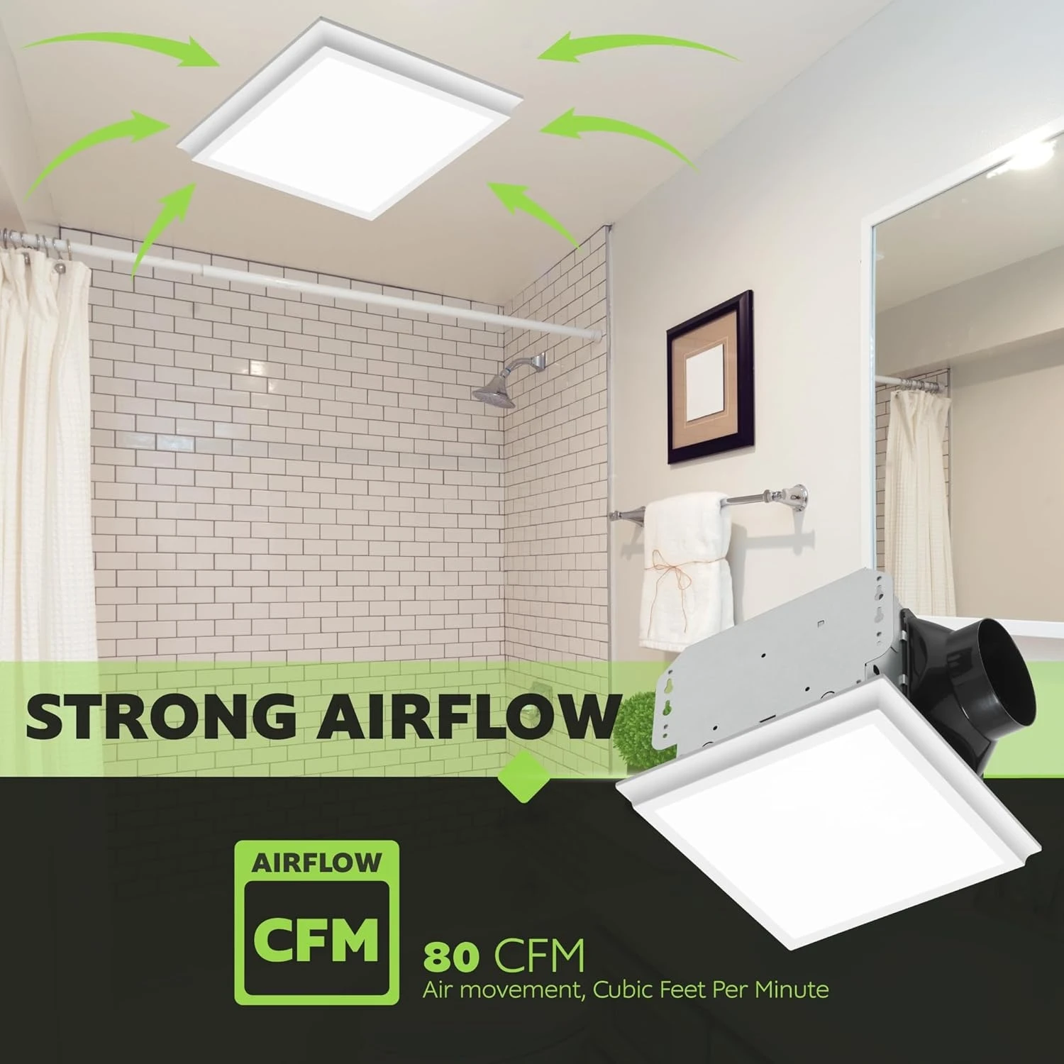 Silent Bathroom Exhaust Fan, Ceiling, LED, 100CFM, 15W - detail 10