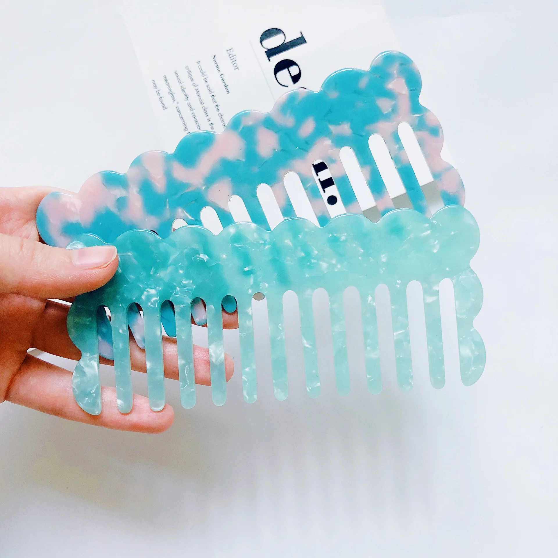 Private Logo Fashion Salon Hair Comb,Handmade Acid Material Cellulose