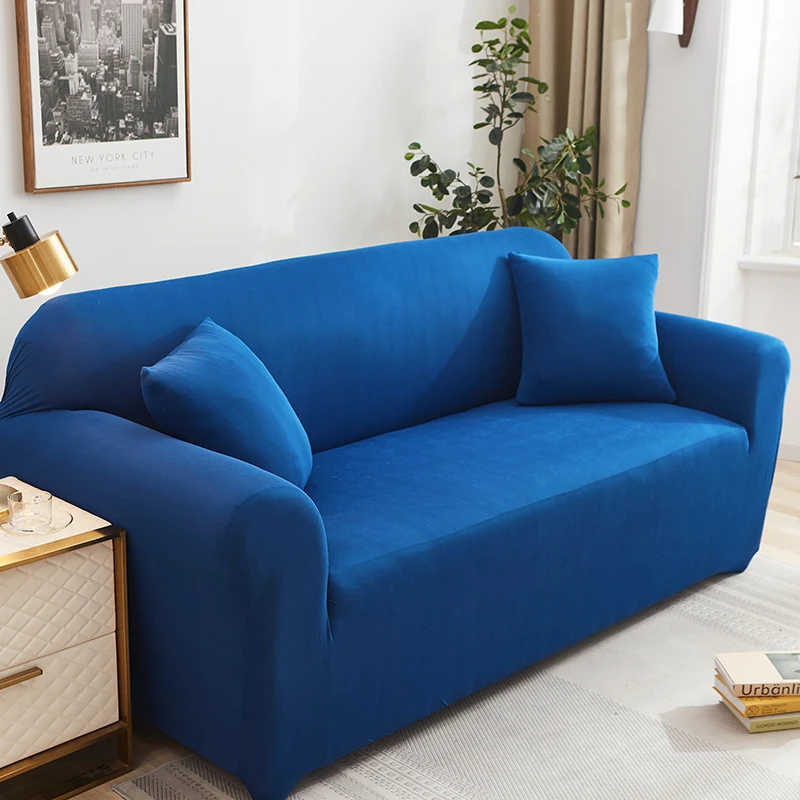 批发客厅装饰纯蓝色,现代设计最新沙发套弹性拉伸沙发保护器沙发覆盖