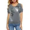 Hot Sale Drop Shipping Printed Round Neck Short Sleeve T Shirt Women