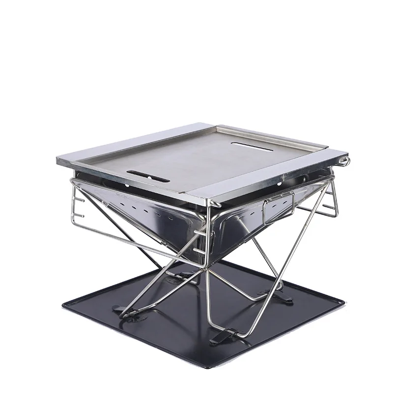 Stainless Steel Folding Barbecue Stove Camping Grill Picnic Charcoal