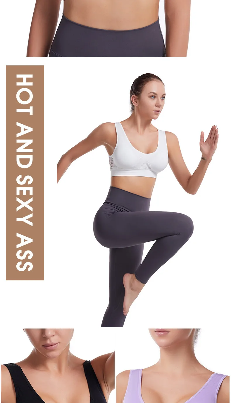 Women's Sports Bra Vest Large Size Yoga Sports Underwear Breathable Hollow Mesh Wire-Free Support Solid Pattern Summer-Thin