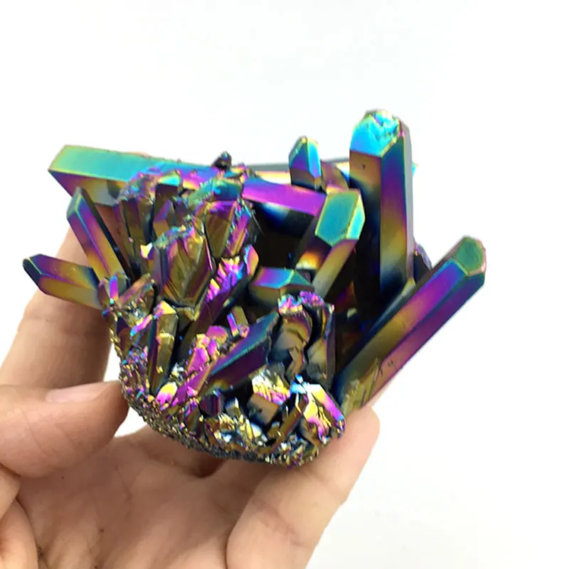 批发便宜的价格美丽的彩虹天使光环紫水晶石英水晶集群装饰