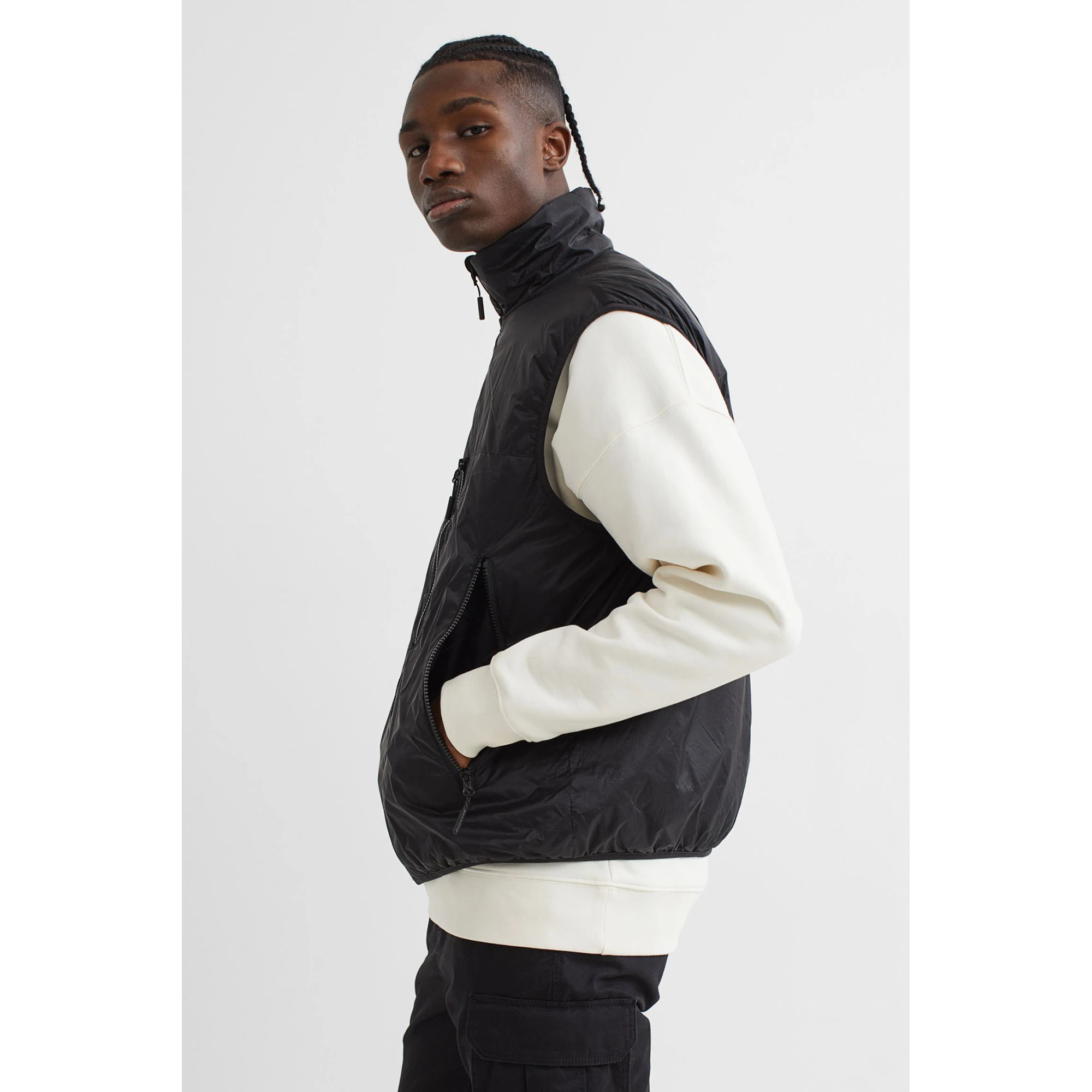 Custom Mens Puffer Vest Big And Tall Nylon Down Vest Quilted Puffy