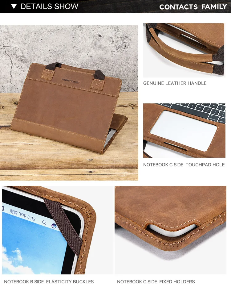 Genuine Leather Laptop Bag Laptop Computer Bag For Macbook Tablet Case ...