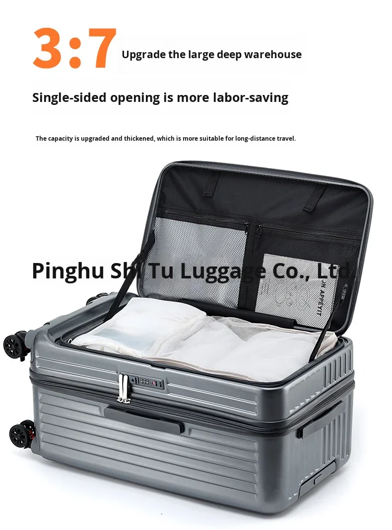 product 2026 20inch new large capacity suitcase front side open lid rolling luggage  tsa lock boarding case travel case luggage-9