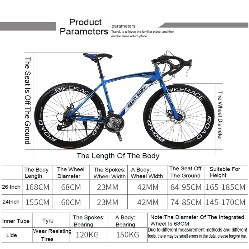 54cm bike frame in inches