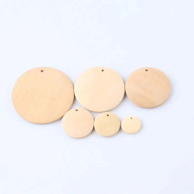 Nature Wood Chips Charms Unfinished Geometric Round Wooden Beads For Earrings Jewelry Making DIY Decorative Pendant