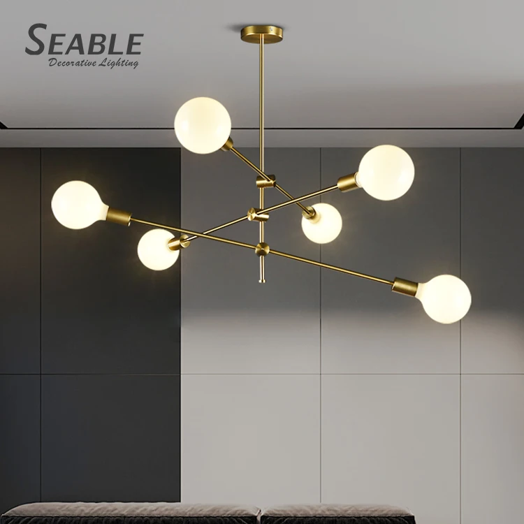 Wholesale Price Modern Lamp Milk Glass Golden Chandelier Pendant Light For Home Restaurant