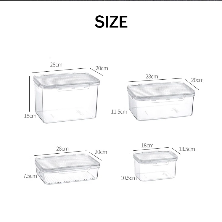 Kitchen Airtight Food Storage Containers Clear Plastic Food Storage Bins Transparent Fridge