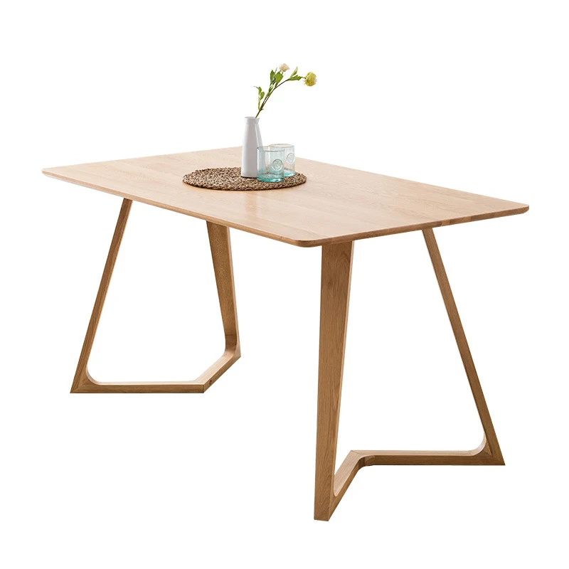 product-Hot Sales Solid Oak Wood Home Furniture Modern Natural Rectangular Dinning Set Table Designs-3