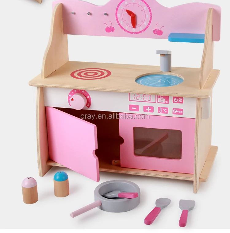 Wholesale children's kitchen set wooden toys pretend cooking small role play simulation educational washing game for kids