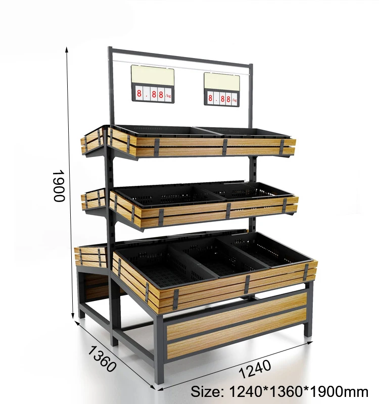 Hibright Fruit and Vegetable Display Racks - Triple Layer