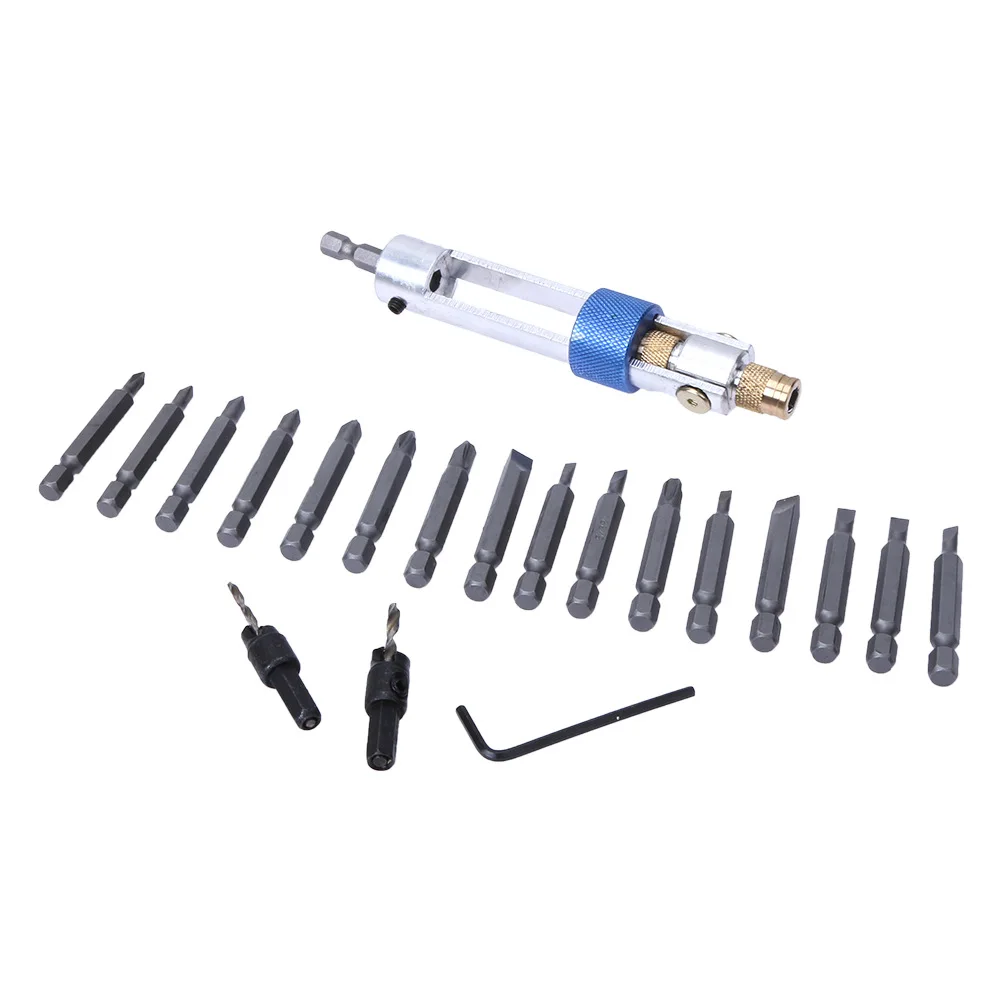 20pc Swivel Head Half Time Drill Driver Tools Quick Change Countersink