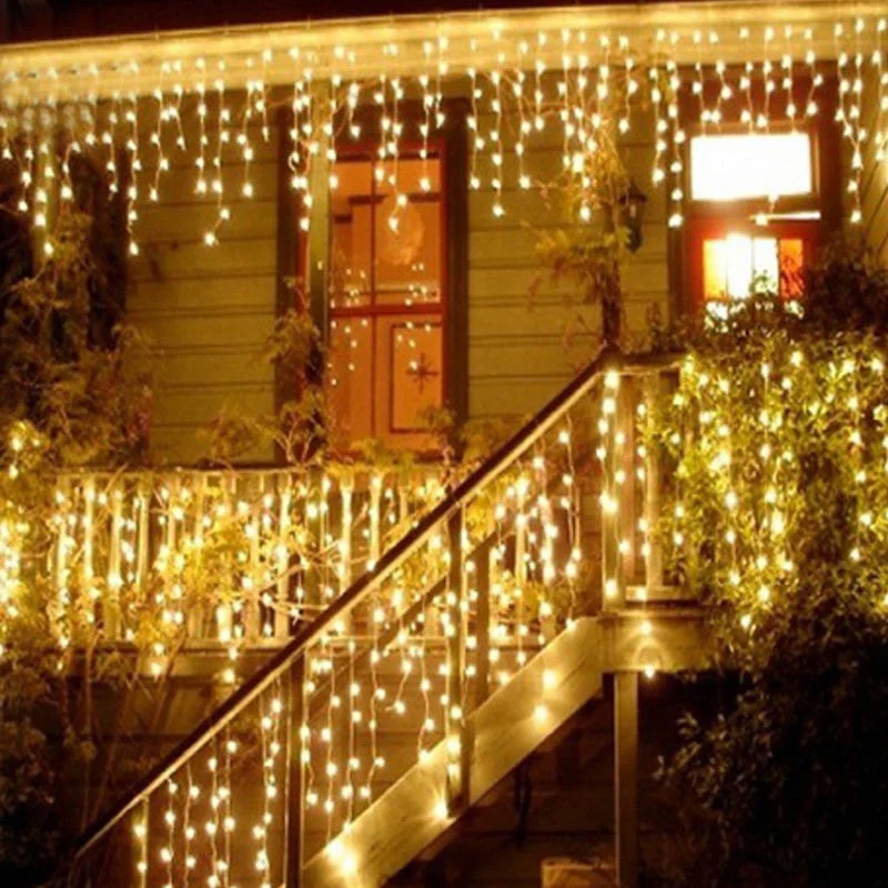 Christmas Lights Garland LED Curtain Icicle String Fairy Light 4m 96 Leds Drop Party Garden Stage Outdoor Decoration