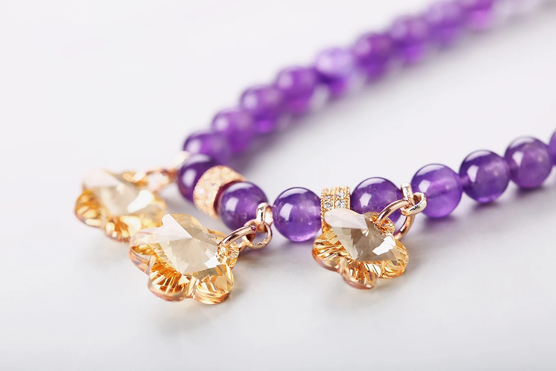  Purple Glass Quality Beads Bracelets Women Jewelry Birthday Gift High Quality Beads Bracelet(图4)