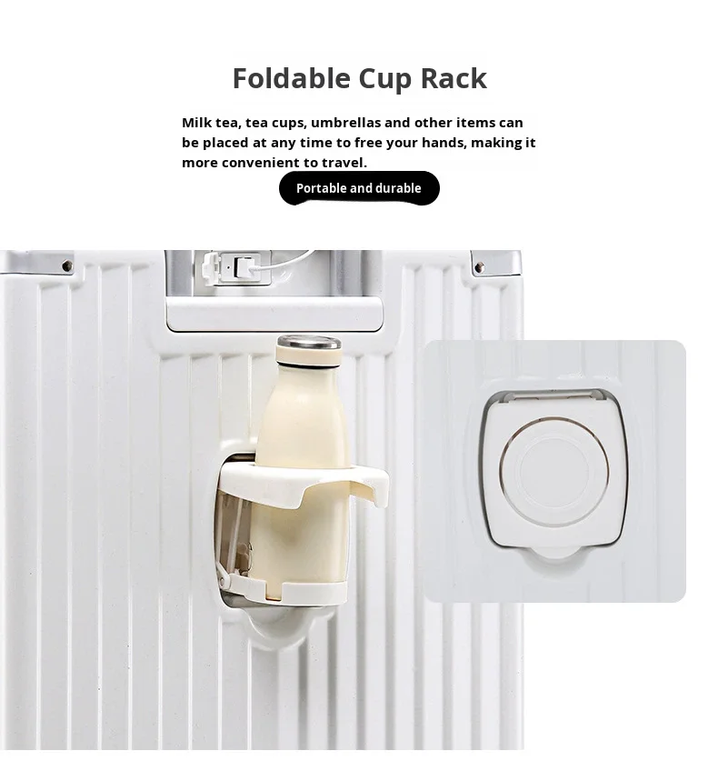 product 29 inch multifunctional pc trolley universal wheel spinner usb charging port aluminum frame new cup holder cartoon hard case-18