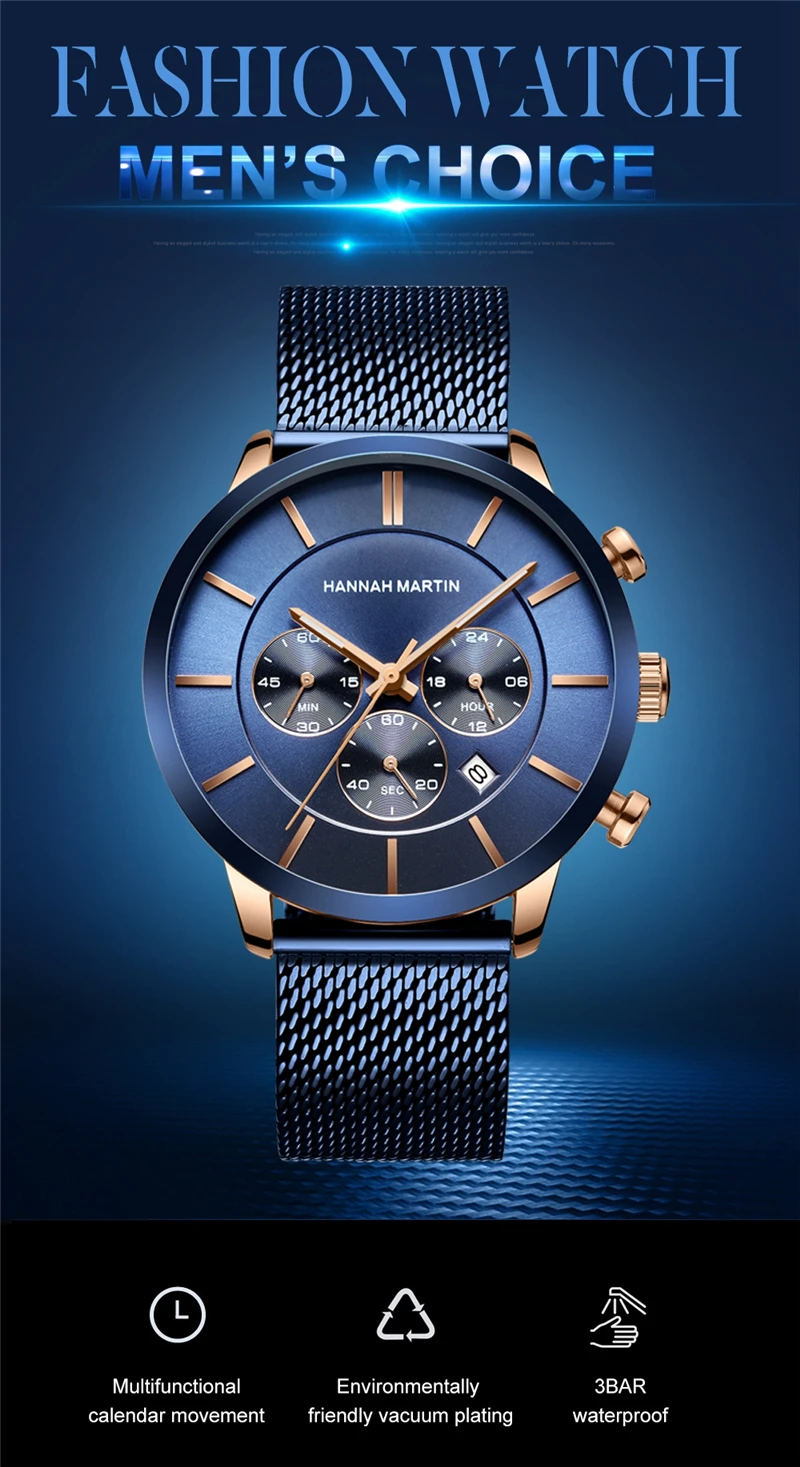 Hannah Martin Modo Di Marca Da Polso Da Uomo Orologi Uomo Data Orologio Di  Lusso In Acciaio Inox Multifunzione Impermeabile Uomini Della Vigilanza Del  Quarzo - Buy Hannah Martin Orologio,Orologi Da Uomo,Orologi