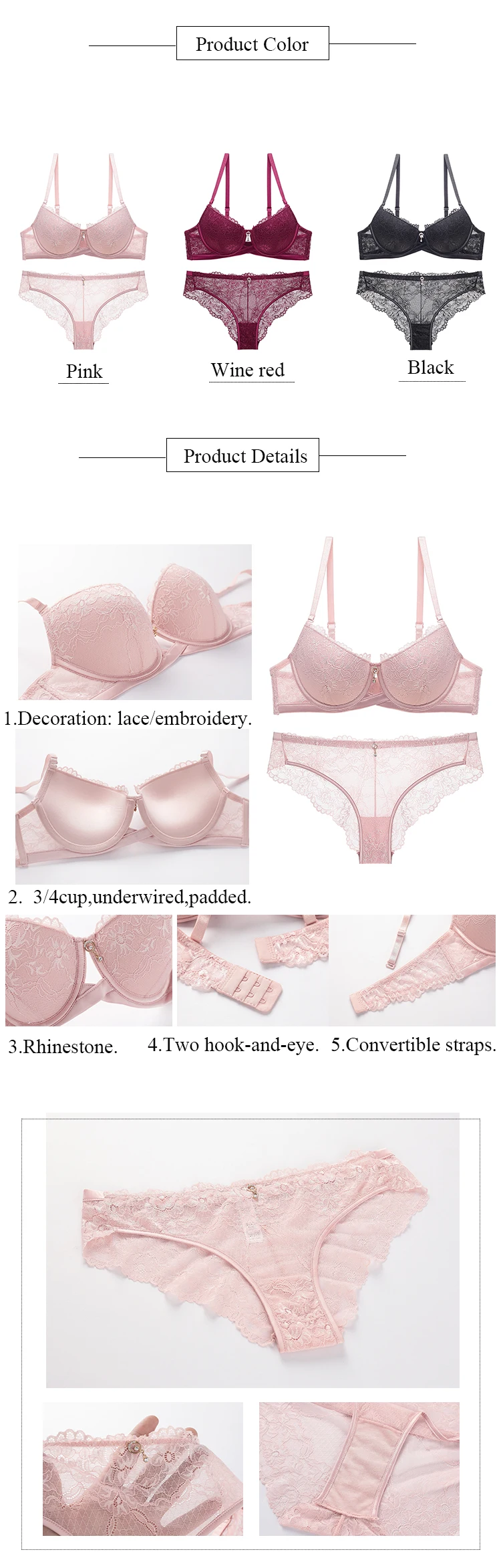 Girls Underwear Sets Push Up Lace Bra Panty Lingerie Women Padded Bralette Young Ladies Sexy Hot Bra &Brief Set