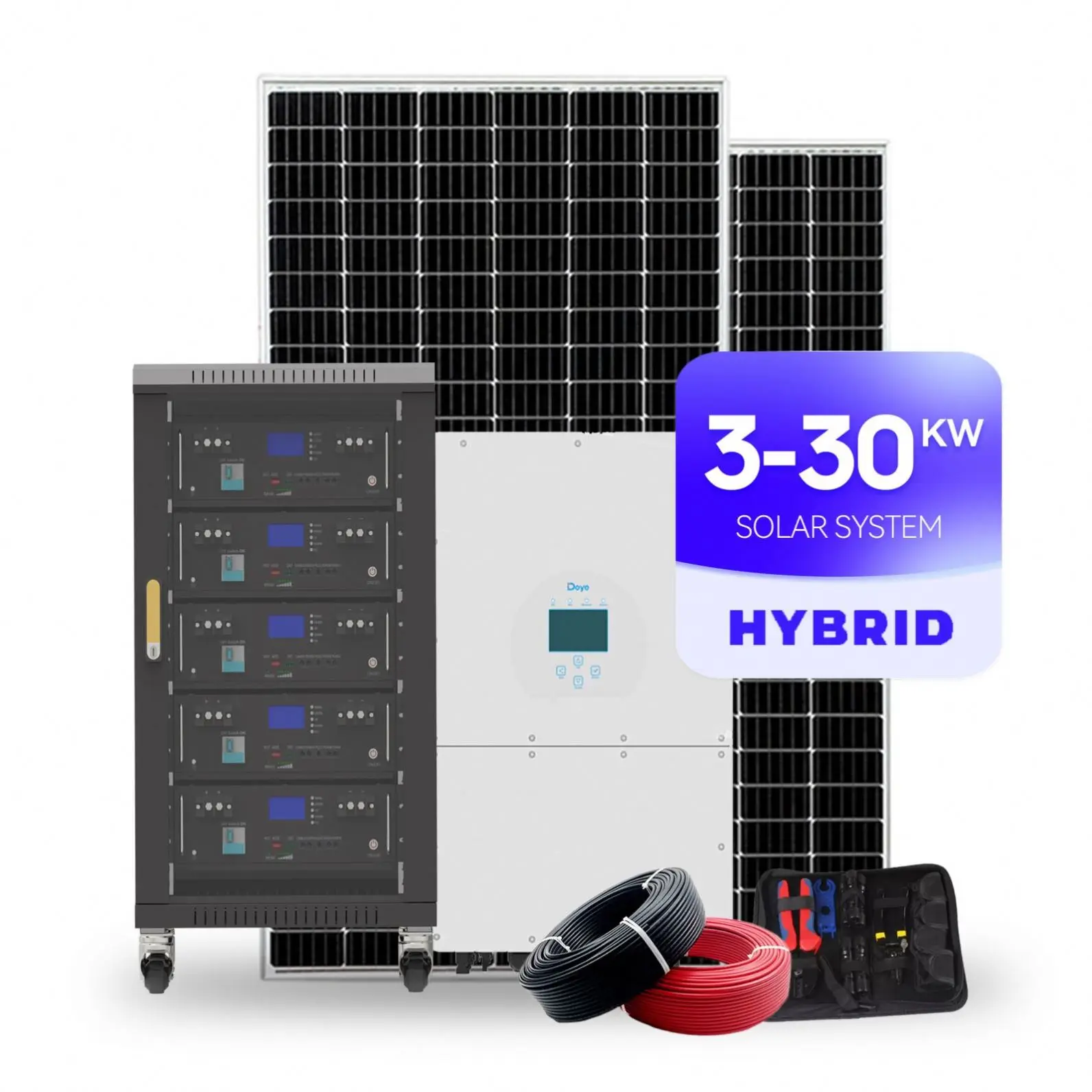 10000W portable solar generator deployed beside a rural home with automatic transfer switch visible