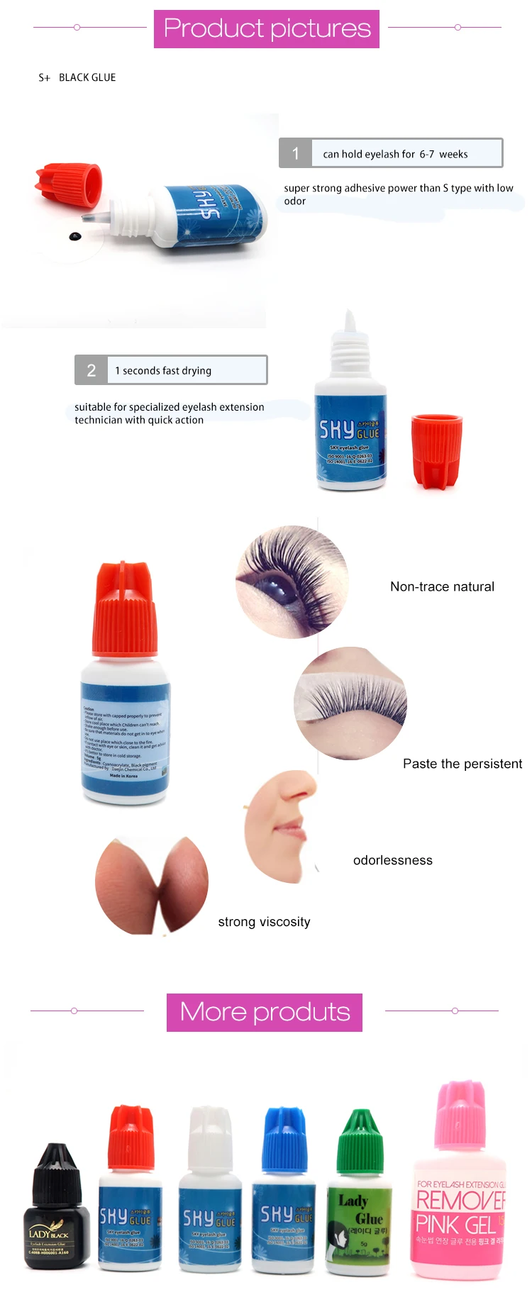 Wholesale Korea Original Long Lasting Eyelash Extension Adhesive 10ml