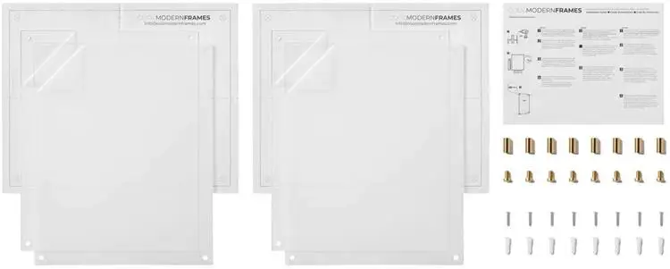 11x14 inch Modern Frames Clear Floating Double Panel Acrylic Picture Frame with Gold Hardware\n